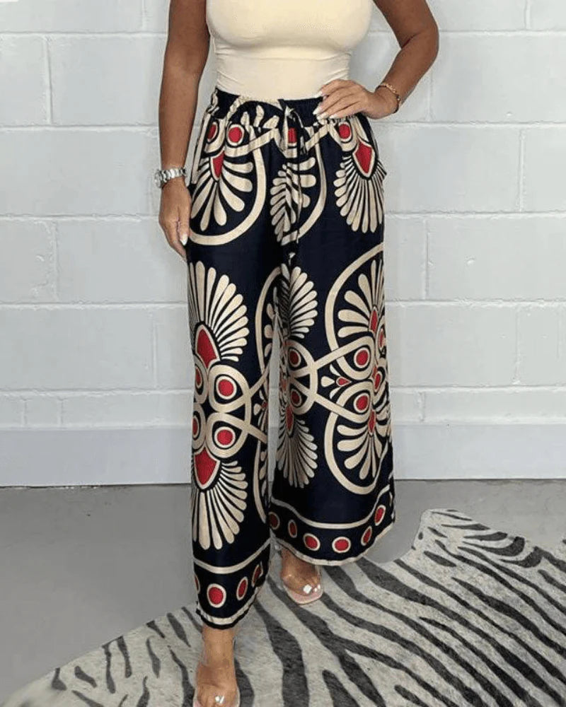Boho Chic High-Waist Wide-Leg Printed Palazzo Pants – 4 Colors
